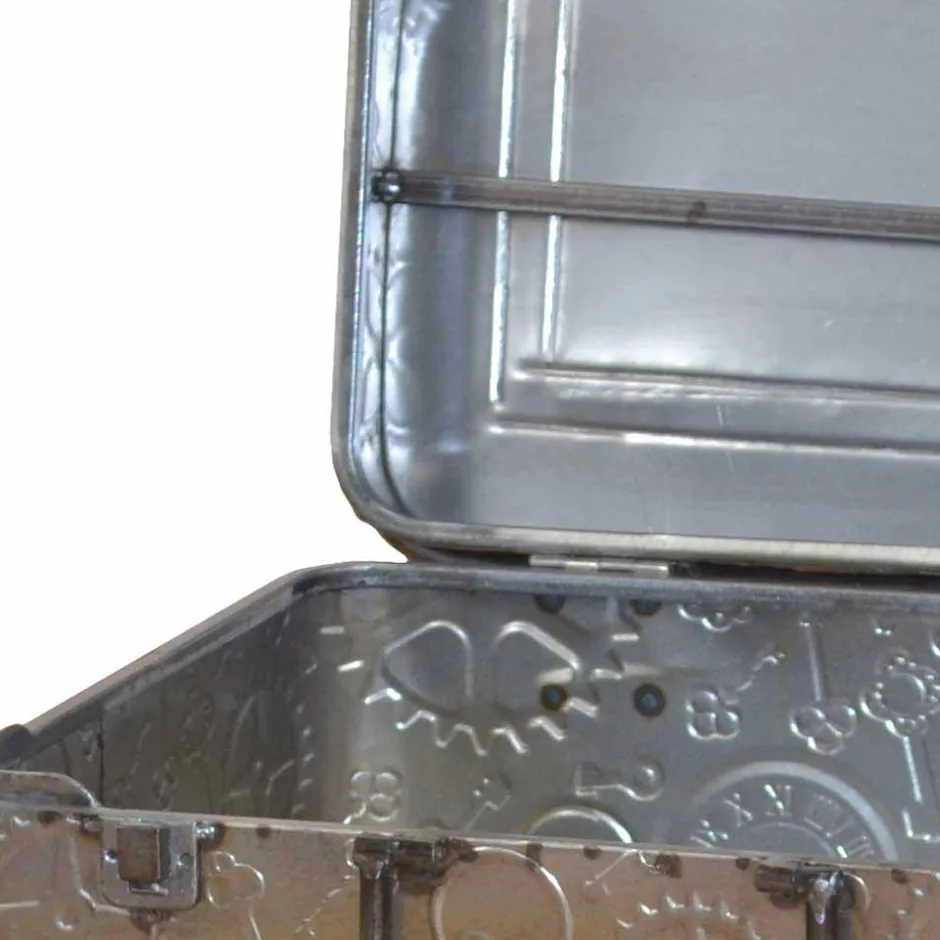 Metall Truhentisch im Koffer Design mit Print Magic Industry Style^Wohnen Best