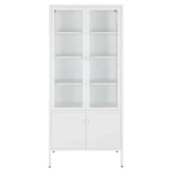 Wohnen Metall Vitrinenschrank in Weiß - Fortinos