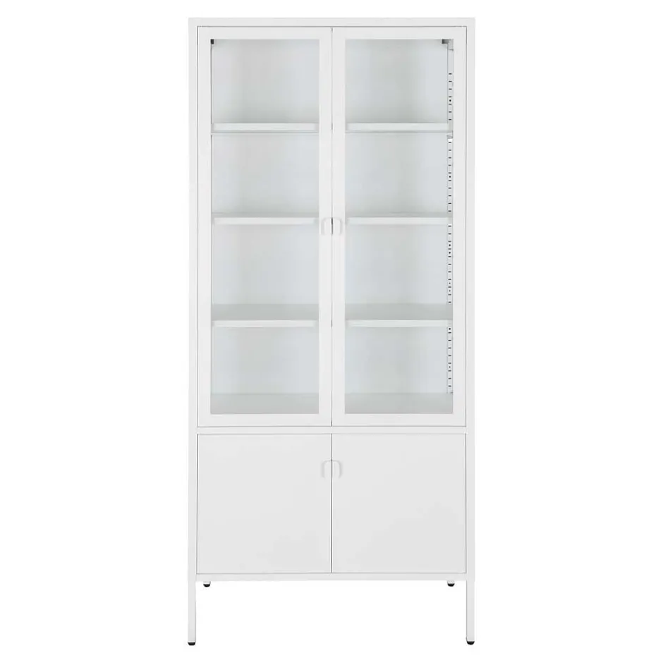 Wohnen Metall Vitrinenschrank in Weiß - Fortinos