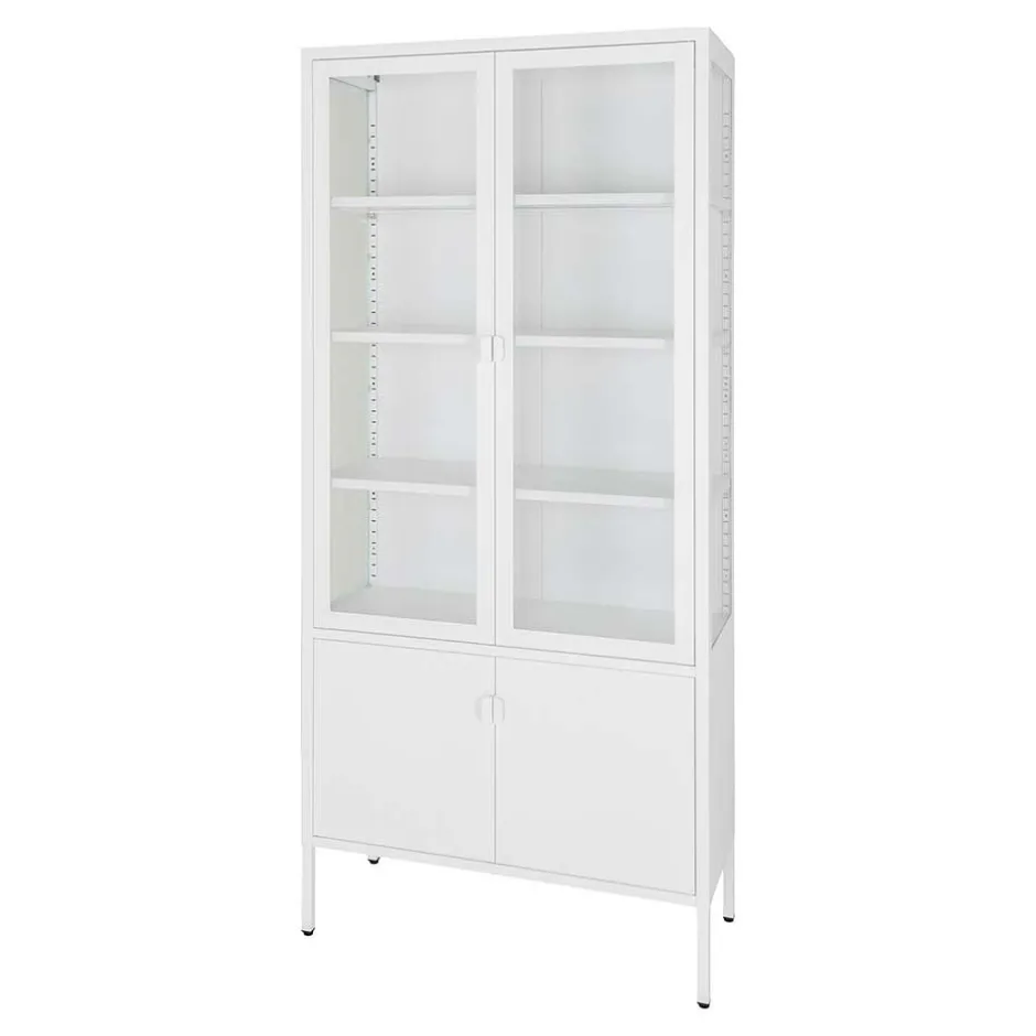 Wohnen Metall Vitrinenschrank in Weiß - Fortinos