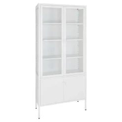 Wohnen Metall Vitrinenschrank in Weiß - Fortinos
