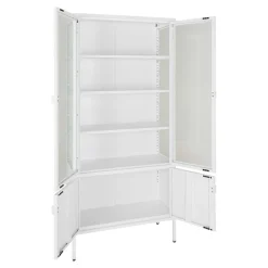 Wohnen Metall Vitrinenschrank in Weiß - Fortinos