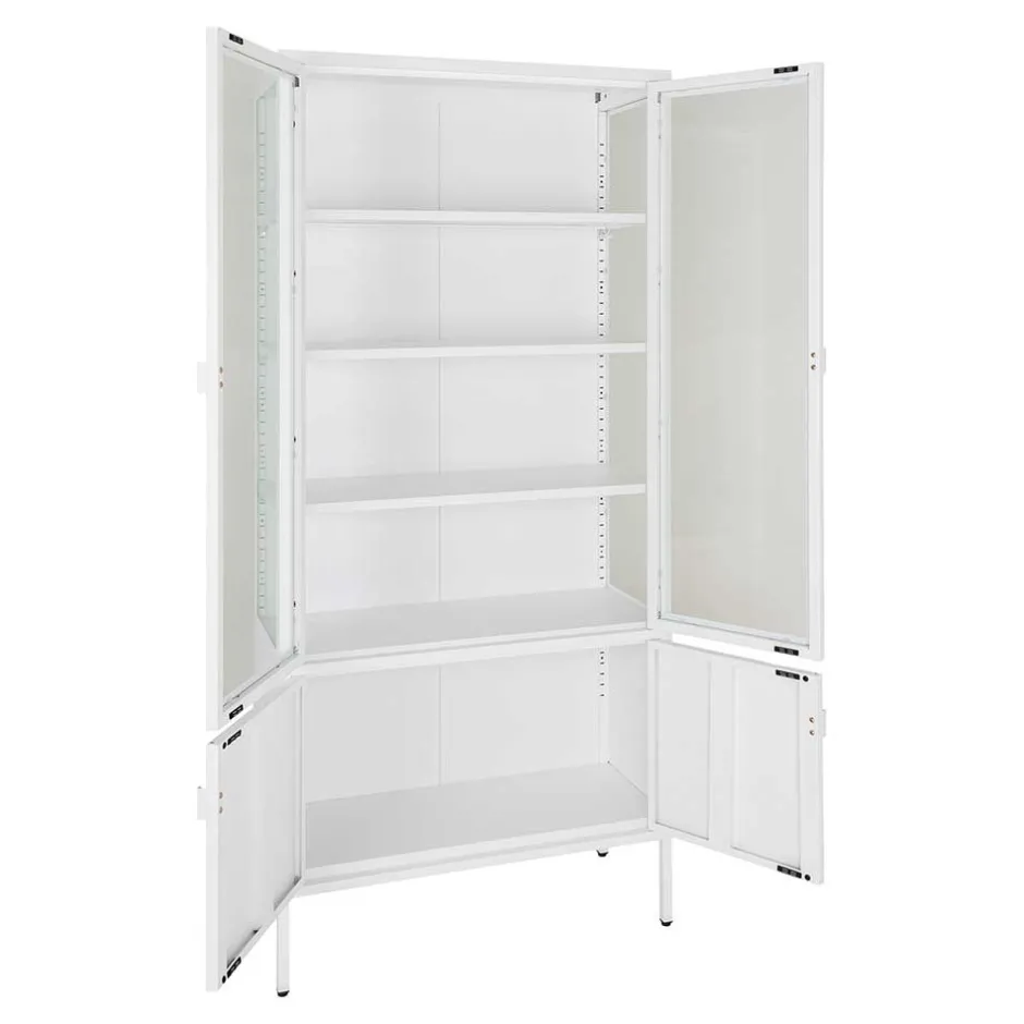 Wohnen Metall Vitrinenschrank in Weiß - Fortinos