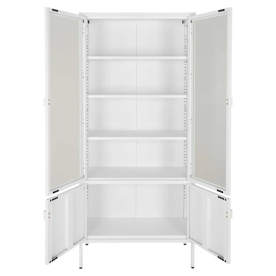 Wohnen Metall Vitrinenschrank in Weiß - Fortinos