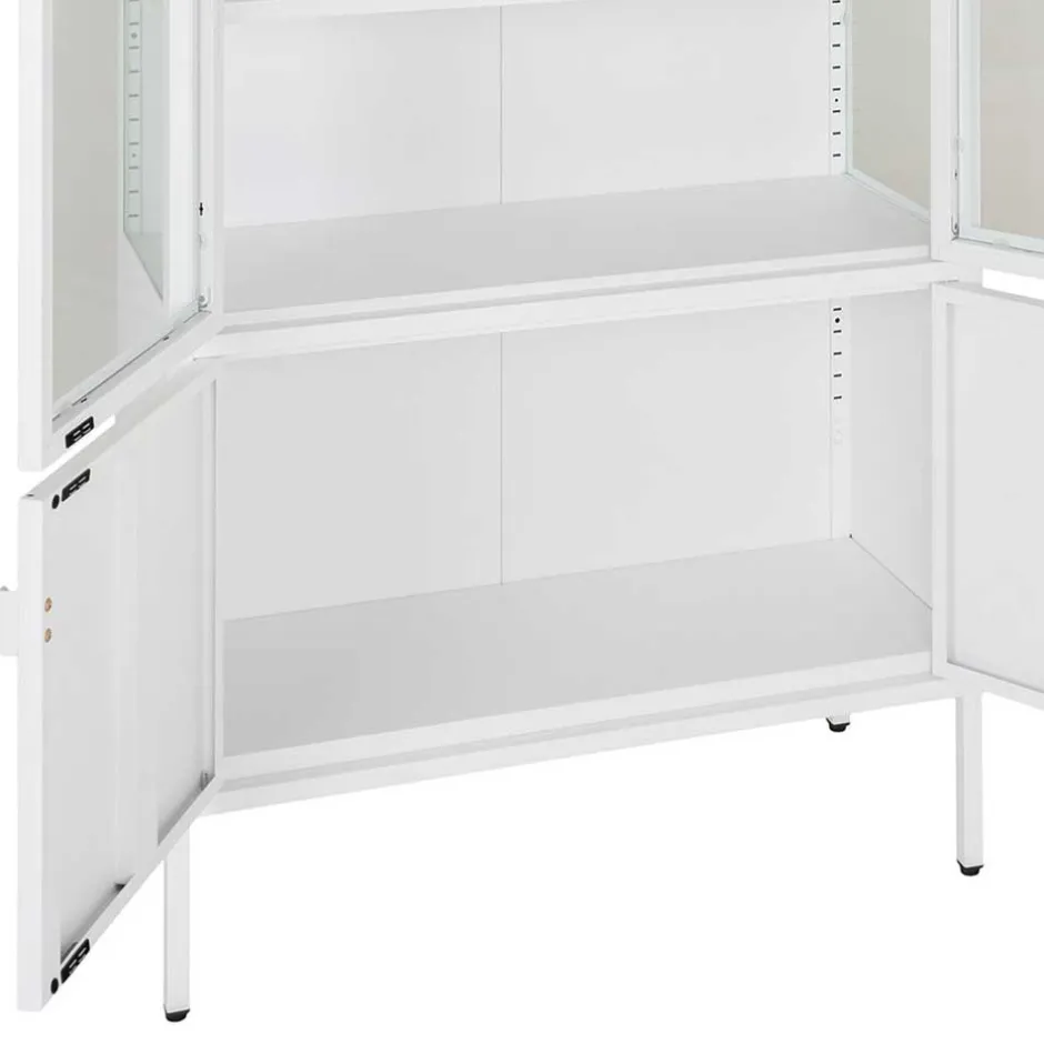 Wohnen Metall Vitrinenschrank in Weiß - Fortinos