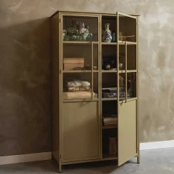 Metall Vitrinenschrank in Khaki - Gabadoza^Wohnen New