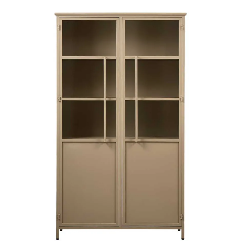Metall Vitrinenschrank in Khaki - Gabadoza^Wohnen New