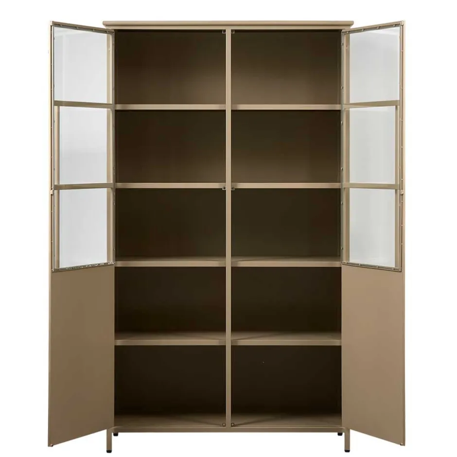 Metall Vitrinenschrank in Khaki - Gabadoza^Wohnen New