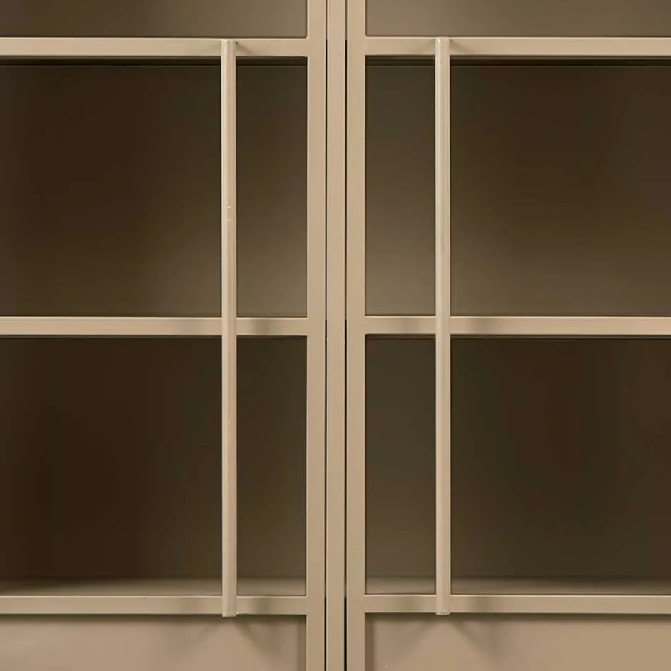 Metall Vitrinenschrank in Khaki - Gabadoza^Wohnen New