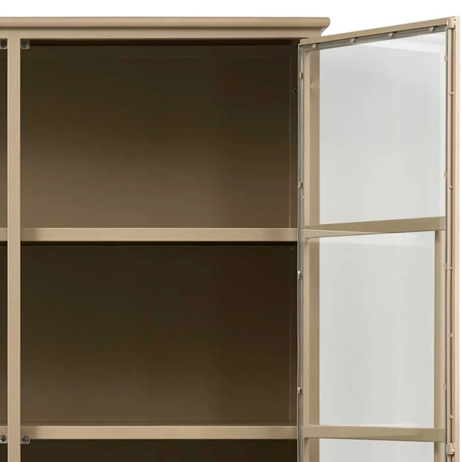Metall Vitrinenschrank in Khaki - Gabadoza^Wohnen New