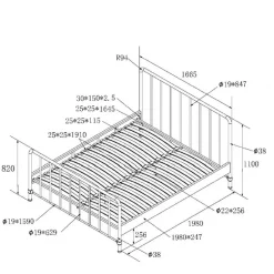 Wohnen Metallbett mit Gitter-Kopf- und Fußteil - Auricos
