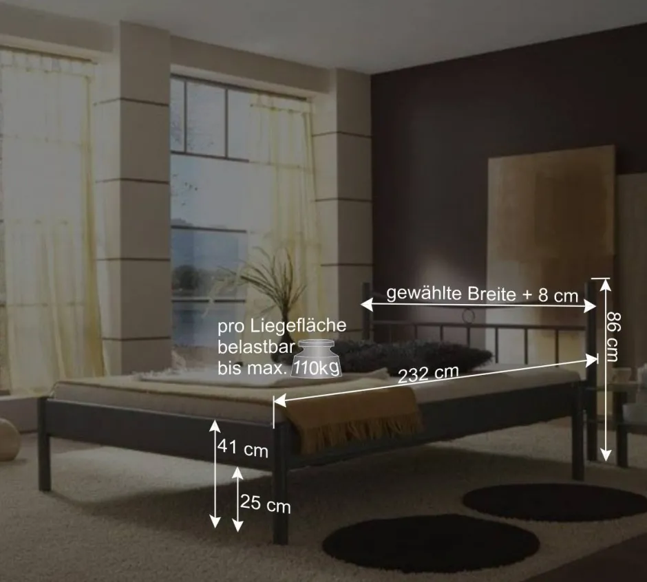Wohnen Metallbett Rebeca in Dunkelgrau