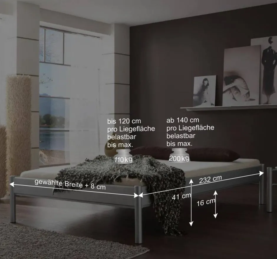 Metallbett Violetta in Überlänge^Wohnen Sale