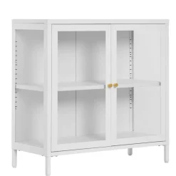 Metall-Vitrinen-Kommode in Weiß - Lititia^Wohnen Outlet