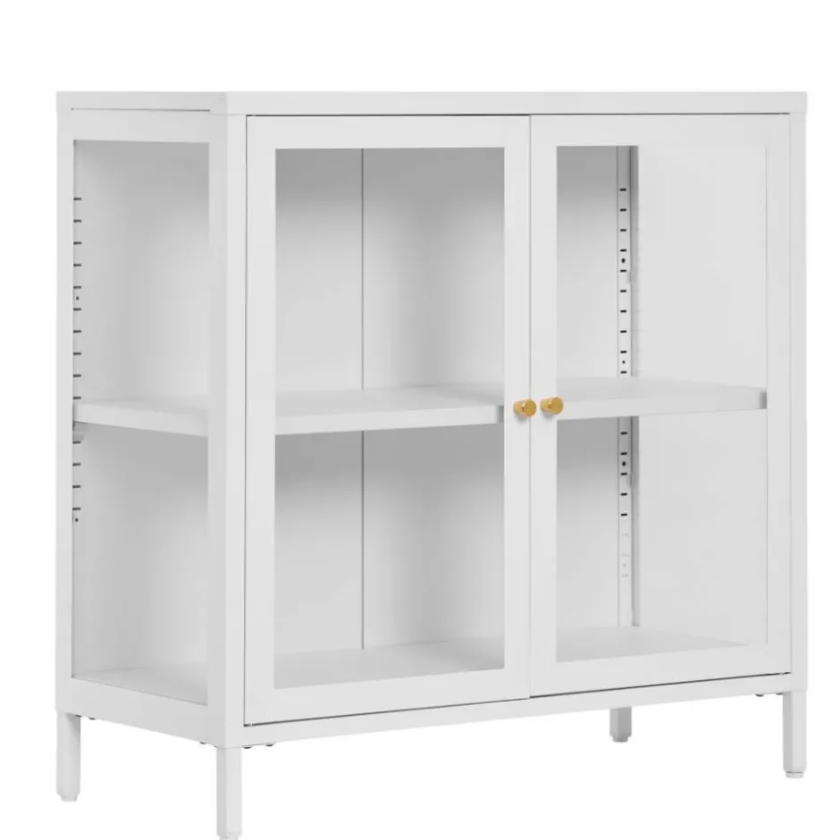 Metall-Vitrinen-Kommode in Weiß - Lititia^Wohnen Outlet