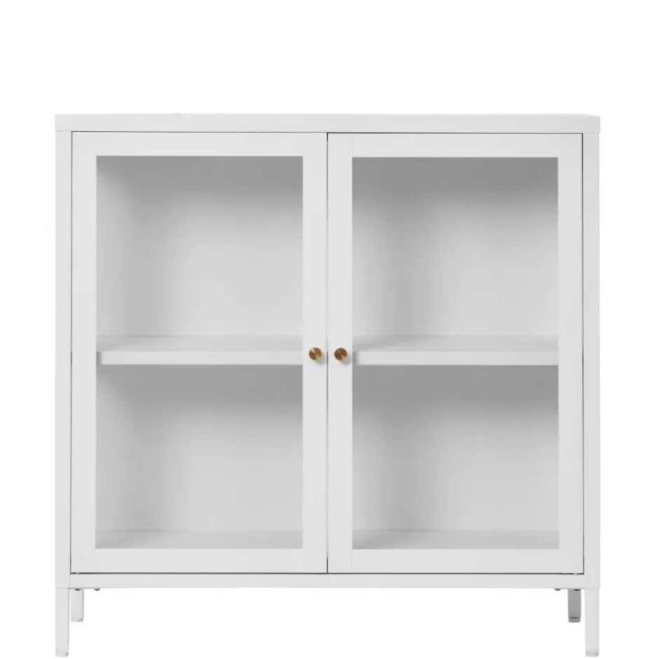 Metall-Vitrinen-Kommode in Weiß - Lititia^Wohnen Outlet