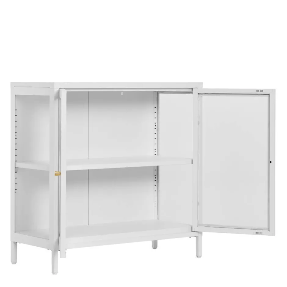 Metall-Vitrinen-Kommode in Weiß - Lititia^Wohnen Outlet