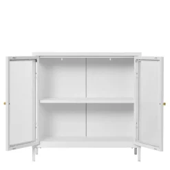 Metall-Vitrinen-Kommode in Weiß - Lititia^Wohnen Outlet
