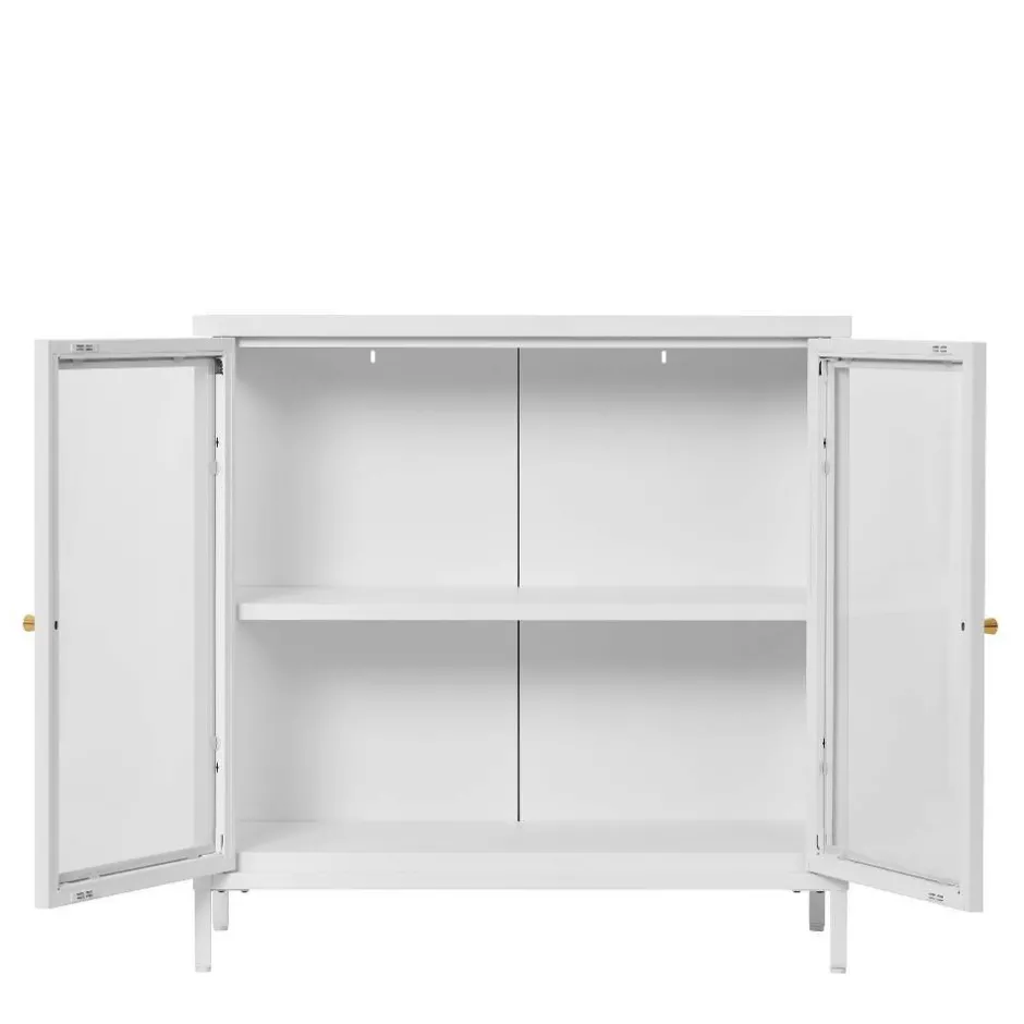 Metall-Vitrinen-Kommode in Weiß - Lititia^Wohnen Outlet