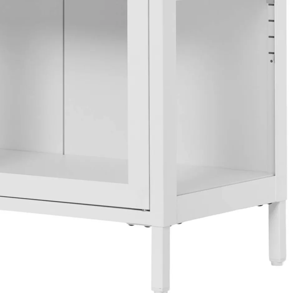 Metall-Vitrinen-Kommode in Weiß - Lititia^Wohnen Outlet