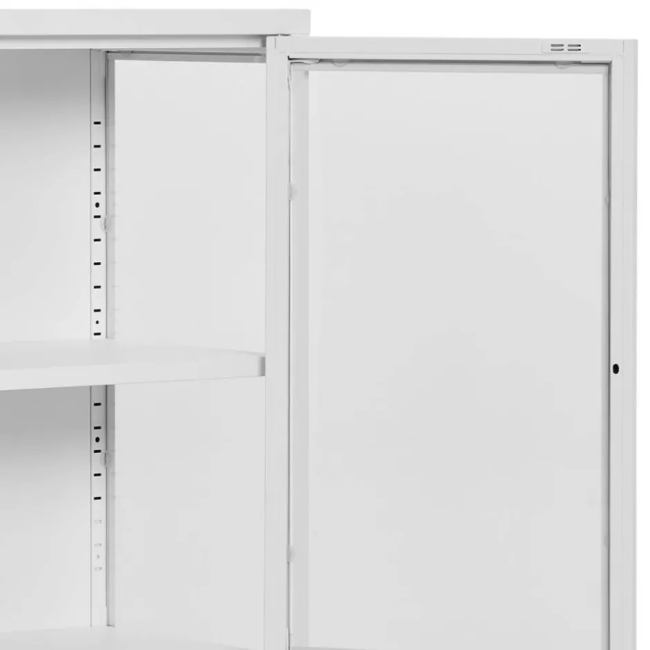 Metall-Vitrinen-Kommode in Weiß - Lititia^Wohnen Outlet