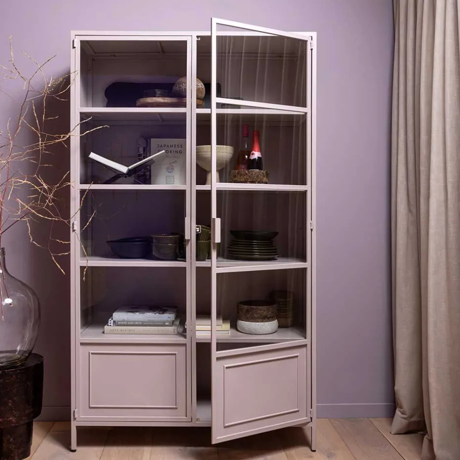 Wohnen Metallvitrinenschrank in Hellrosa - Malivia