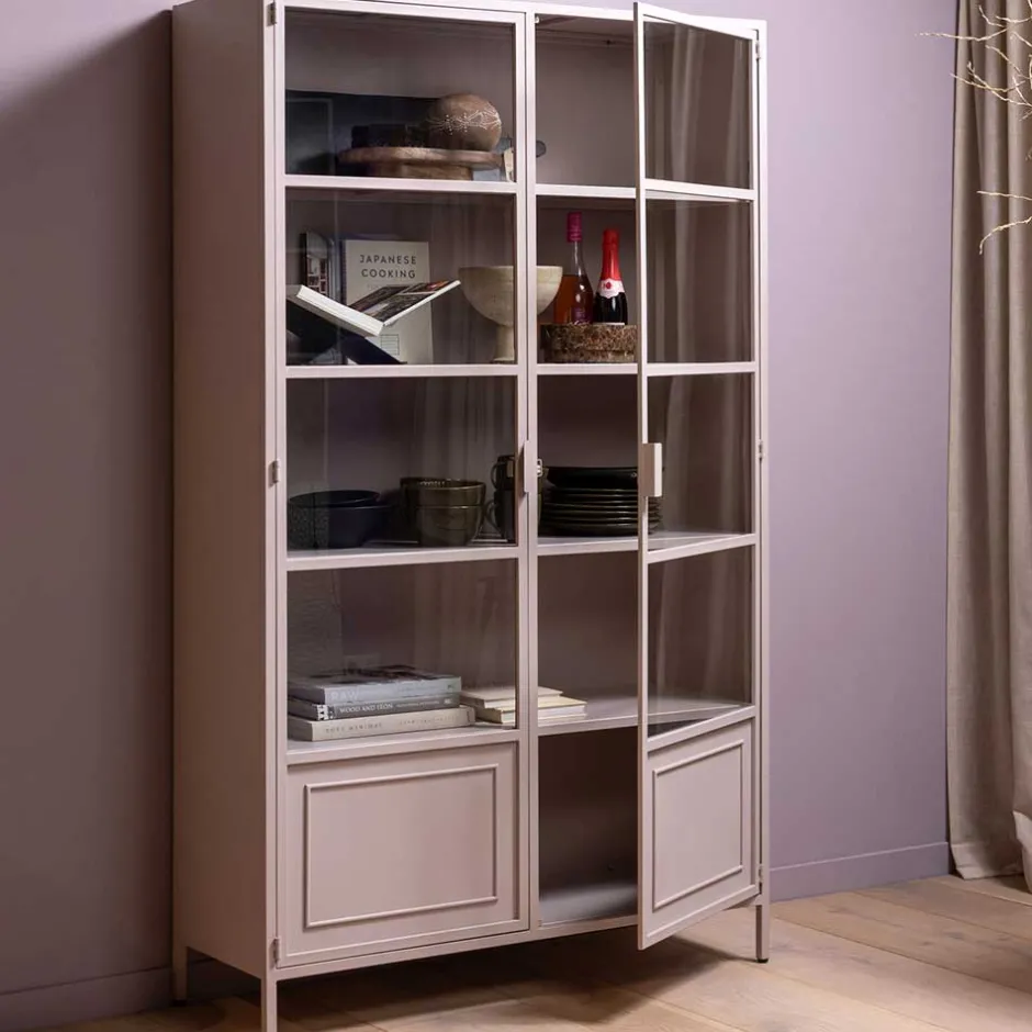 Wohnen Metallvitrinenschrank in Hellrosa - Malivia