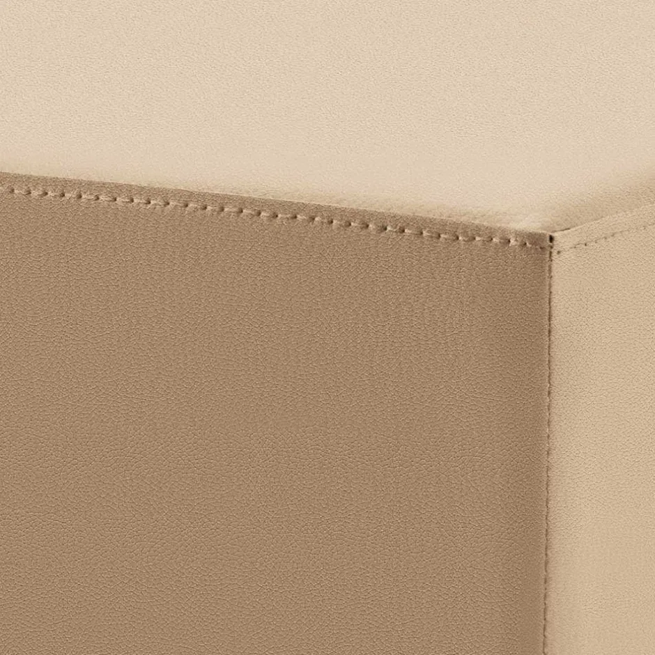 Wohnen Microfaser Hocker in Beige & Silber - Sognory