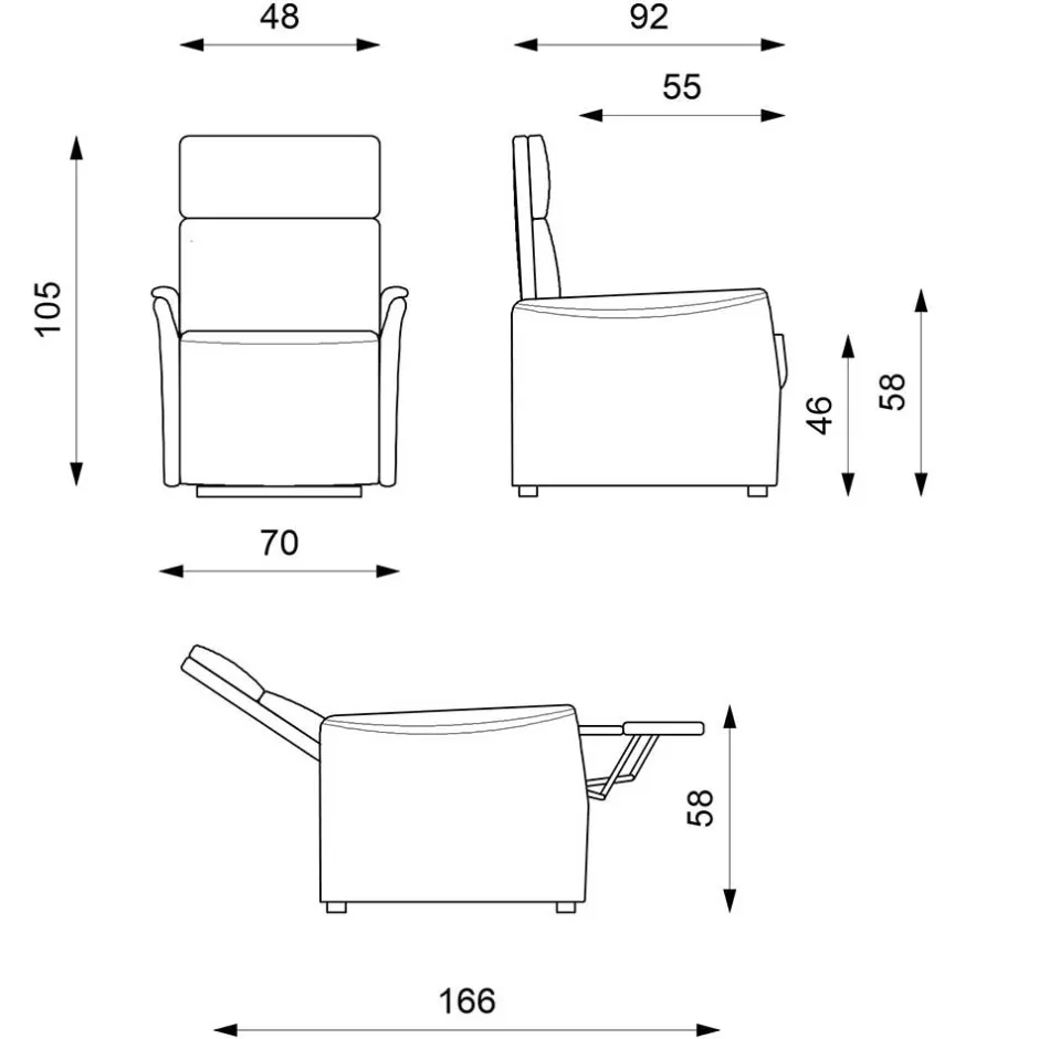 Wohnen Microfaser TV Relaxsessel in Dunkelgrau - Vergoma