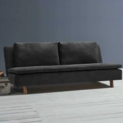 Microvelours Klappsofa in Schwarz - Ocna^Wohnen Discount