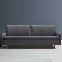 Microvelours Schlafsofa in Blaugrau - Glory^Wohnen New