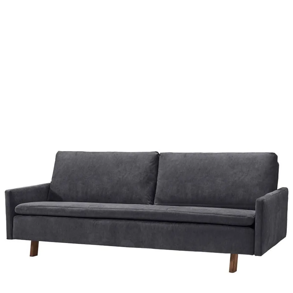 Microvelours Schlafsofa in Blaugrau - Glory^Wohnen New