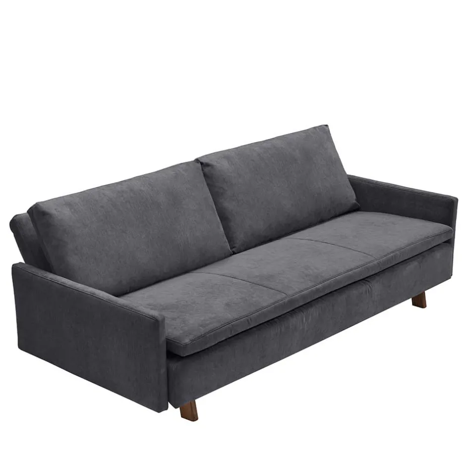 Microvelours Schlafsofa in Blaugrau - Glory^Wohnen New