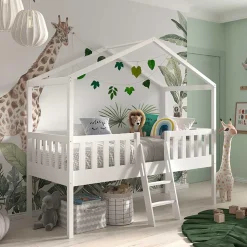 Midi Hochbett im Haus Design in Weiß - Rumona^Wohnen Sale