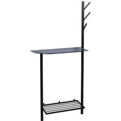 Wohnen Minimalistische Garderobe in Schwarz mit Glasablage - Jenver