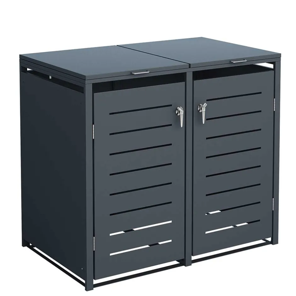 Wohnen Mülltonnenbox in Anthrazit für zwei Tonnen - Rovert