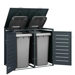 Wohnen Mülltonnenbox in Anthrazit für zwei Tonnen - Rovert