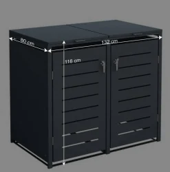 Wohnen Mülltonnenbox in Anthrazit für zwei Tonnen - Rovert