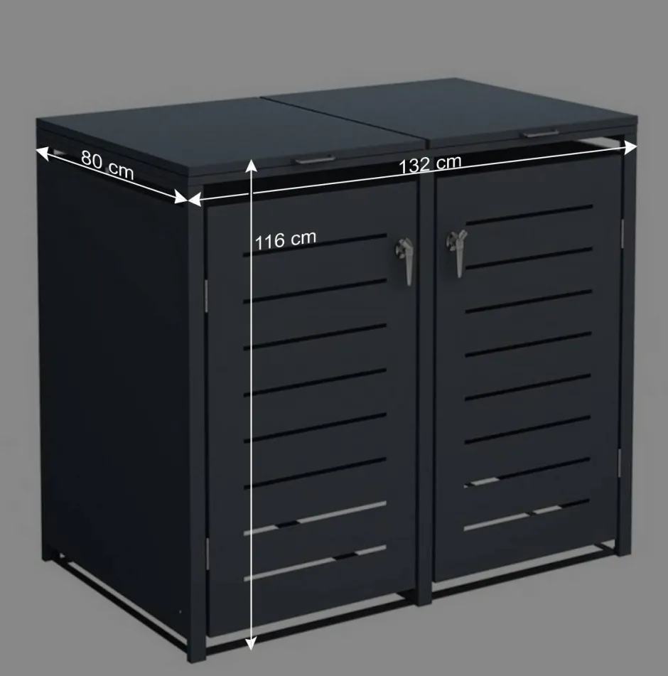 Wohnen Mülltonnenbox in Anthrazit für zwei Tonnen - Rovert