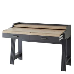 Wohnen Modern Country Computertisch in Grau & Eiche - Joe