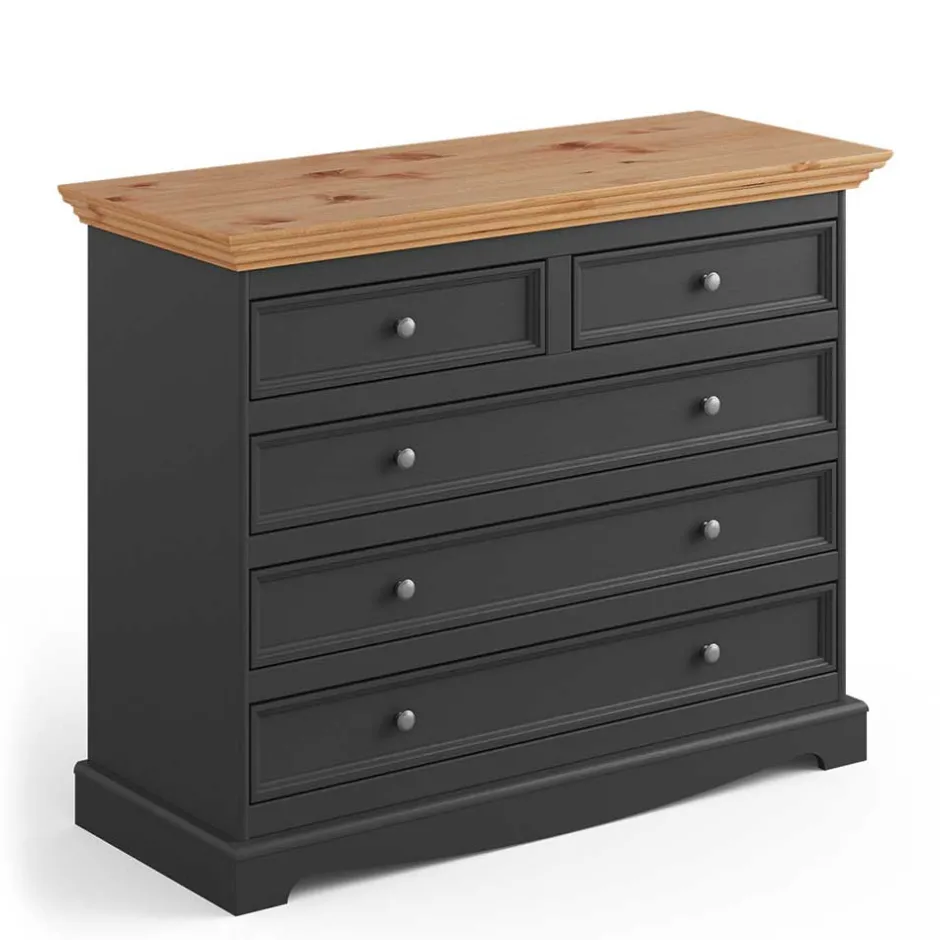 Wohnen Modern Country Kommode in Grau & Kiefer - Eromsia