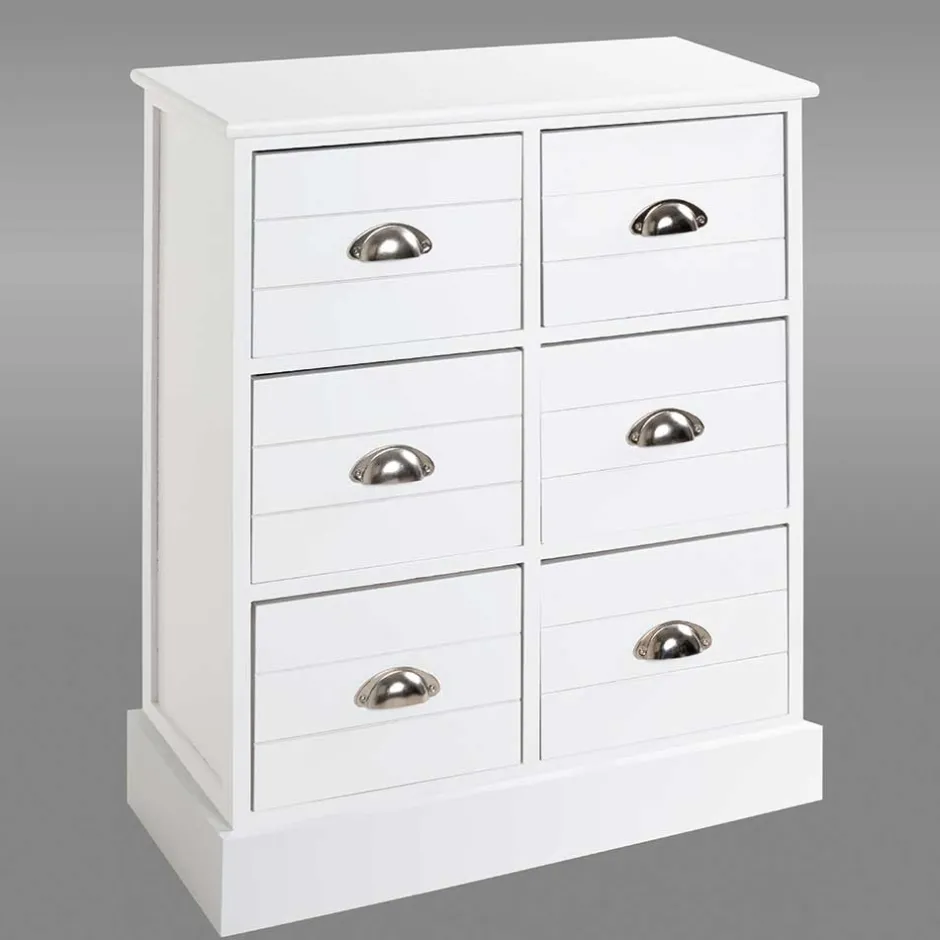 Wohnen Modern Country Kommode in Weiß - Fidono