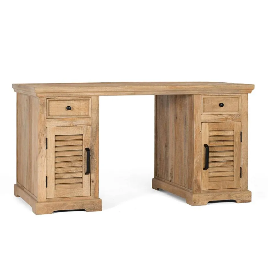 Wohnen Modern Country Schreibtisch mit Lamellentüren - Muray