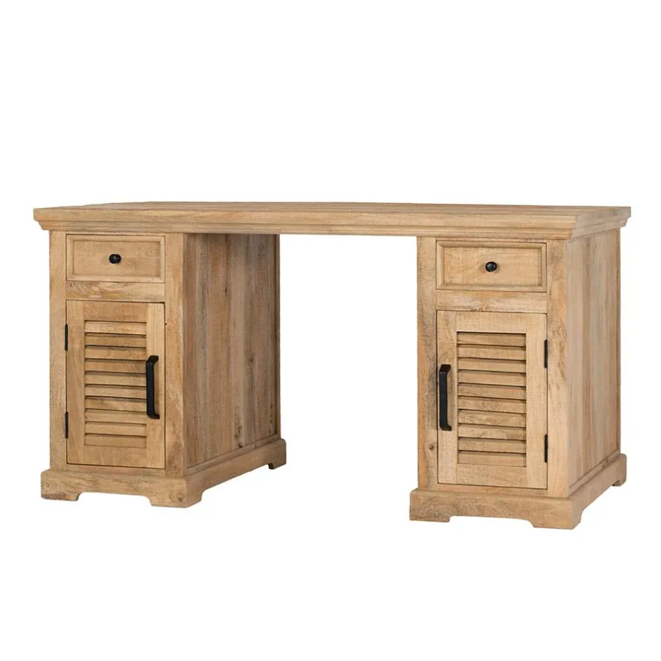 Wohnen Modern Country Schreibtisch mit Lamellentüren - Muray