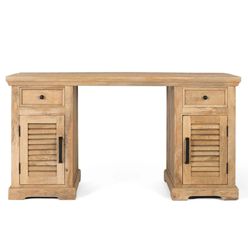 Wohnen Modern Country Schreibtisch mit Lamellentüren - Muray