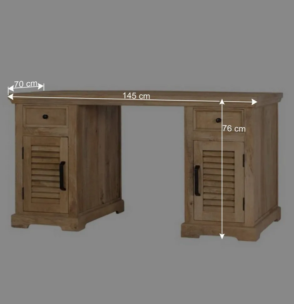 Wohnen Modern Country Schreibtisch mit Lamellentüren - Muray