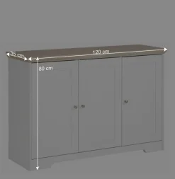 Modern Country Türen-Kommode in Weiß & Eiche - Akedra^Wohnen Sale