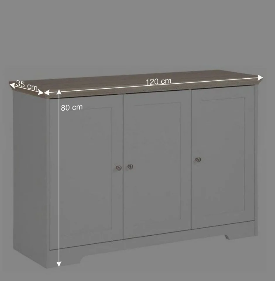 Modern Country Türen-Kommode in Weiß & Eiche - Akedra^Wohnen Sale