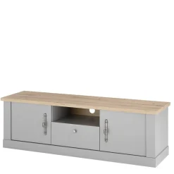 Wohnen Modern Country TV Board in Lichtgrau & Eiche - Buleta