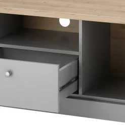 Wohnen Modern Country TV Board in Lichtgrau & Eiche - Buleta